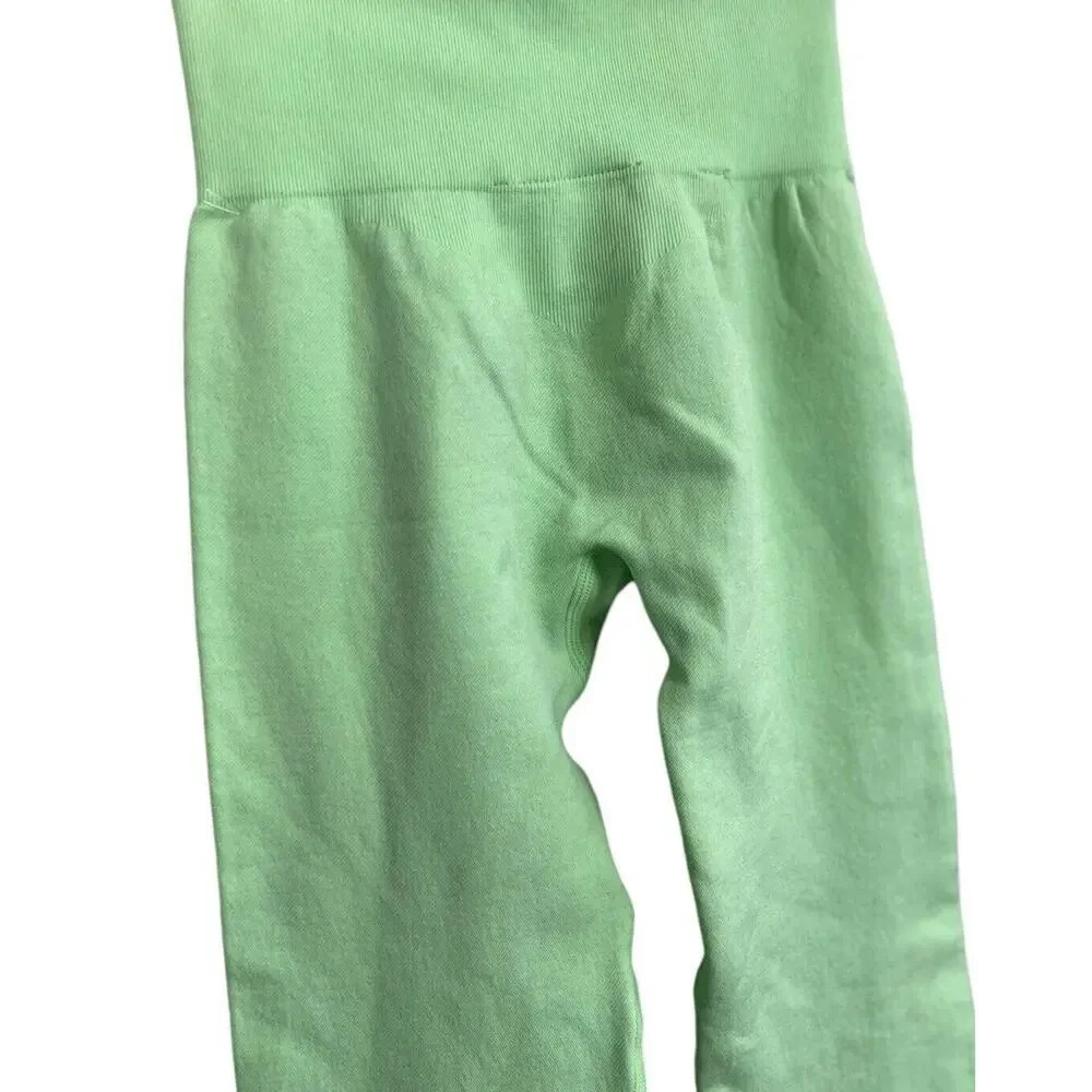 Bo+Tee Lime Green Leggings Size XXS Stretch Seamless Women’s - Picture 4 of 6
